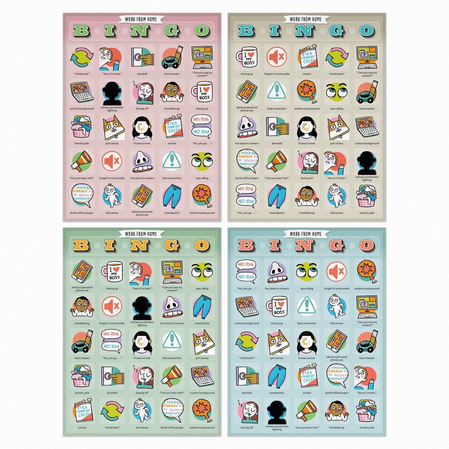 Knock Knock Work-from-Home Bingo, 12 Reusable Cards to Play - from The Bookhouse Broughty Ferry- Just £8.95! Shop now