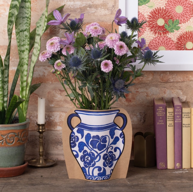 Cardboard Vase Sleeve - Blue & White Floral - Gift from The Bookhouse Broughty Ferry- Just £4.99! Shop now