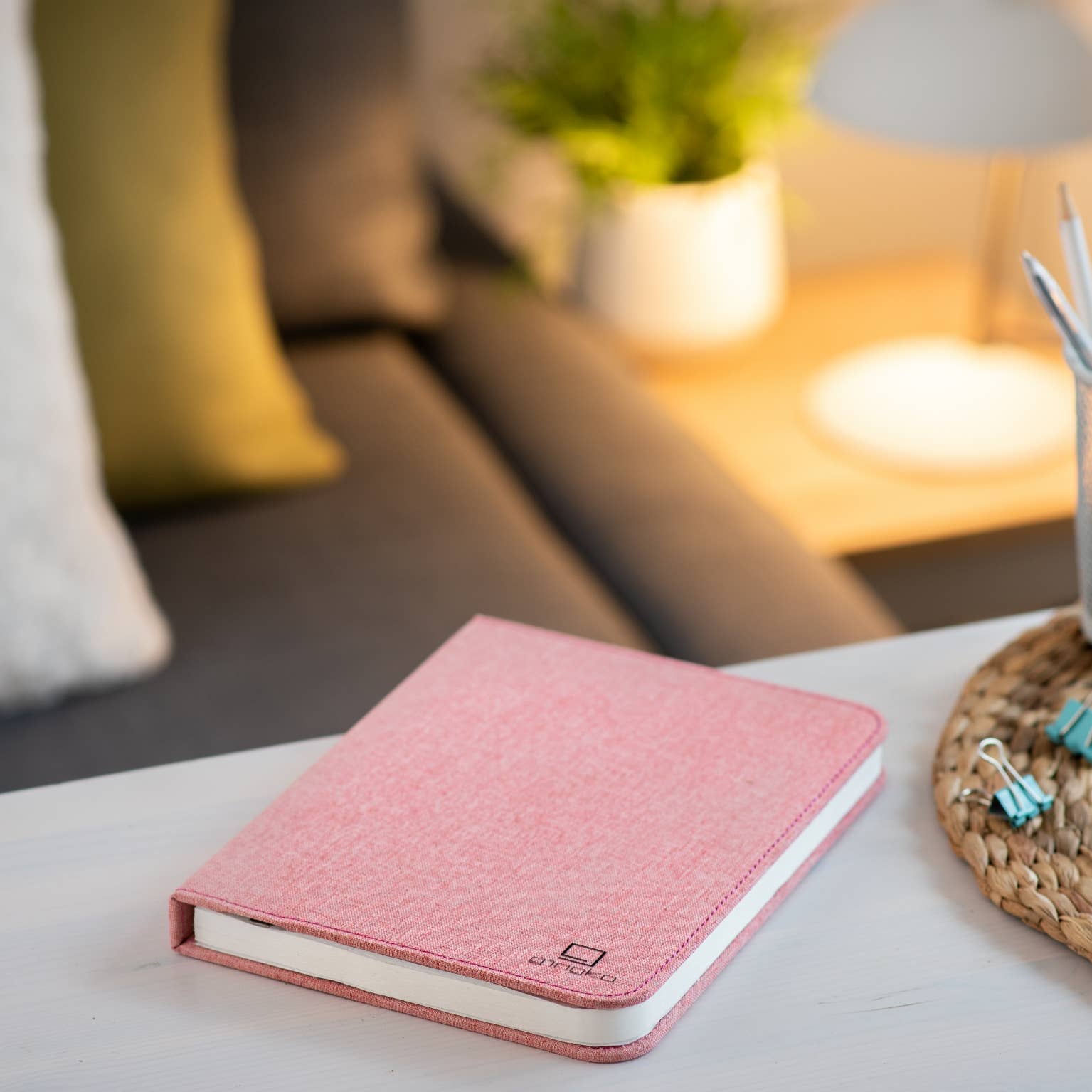 Pink Linen Fabric Smart Book Light -  from The Bookhouse Broughty Ferry- Just £34.99! Shop now