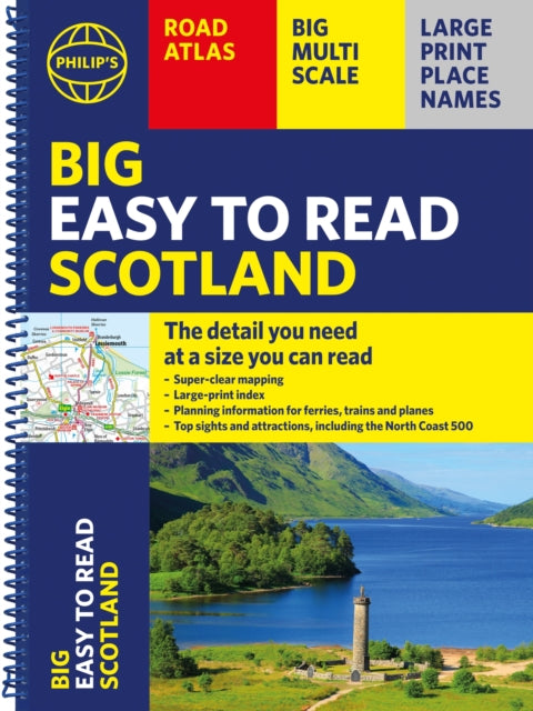 Philip's Big Easy to Read Scotland Road Atlas (Spiral A3) : All the detail you need at a size you can read - Book from The Bookhouse Broughty Ferry- Just £14.99! Shop now