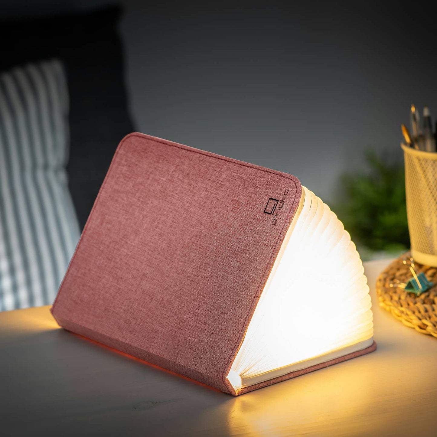 Pink Linen Fabric Smart Book Light -  from The Bookhouse Broughty Ferry- Just £34.99! Shop now