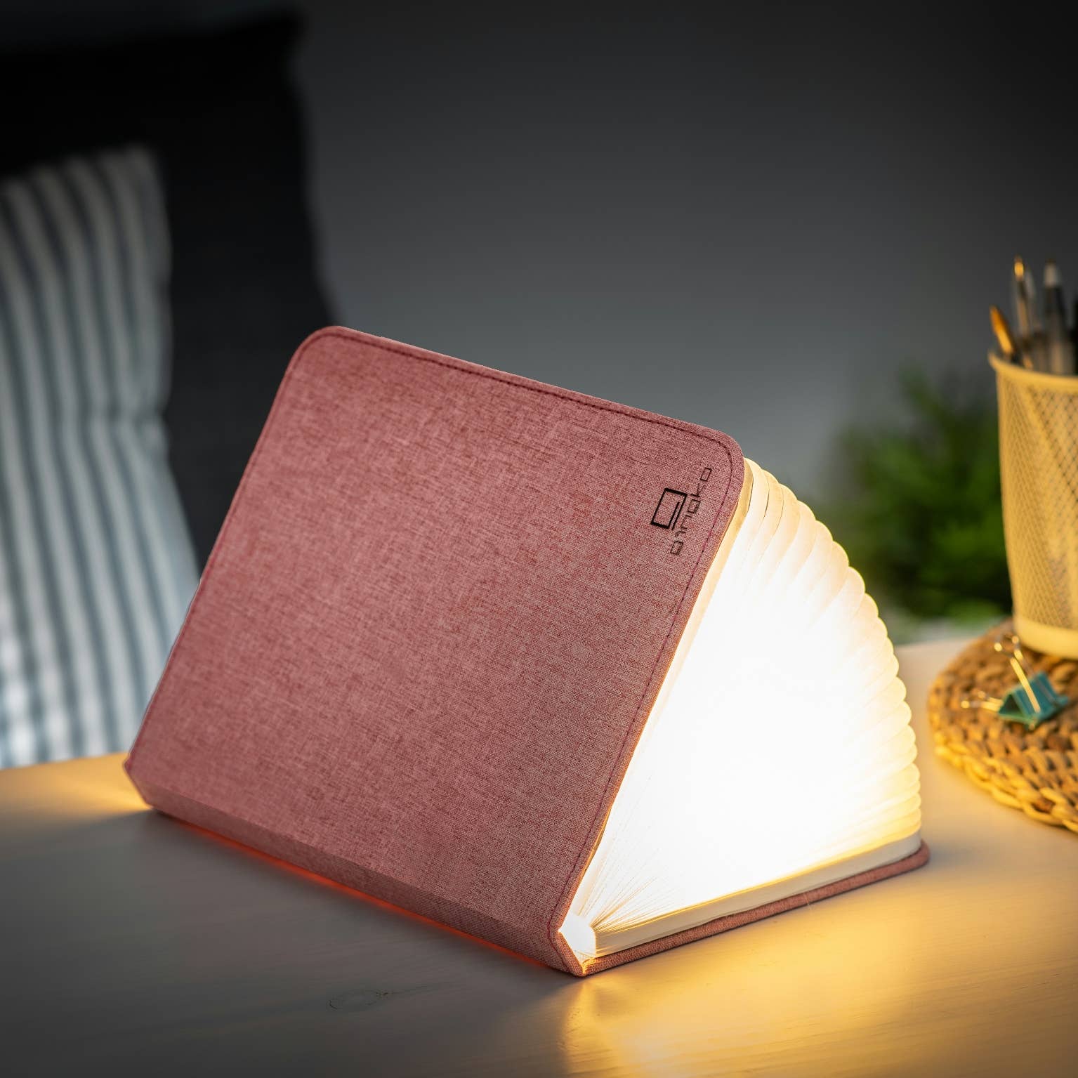 Pink Linen Fabric Smart Book Light -  from The Bookhouse Broughty Ferry- Just £34.99! Shop now