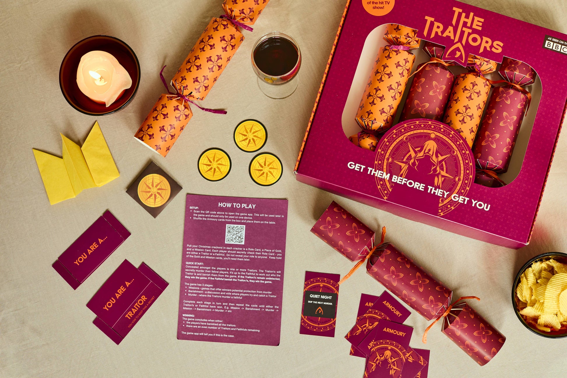 Official The Traitors Christmas Crackers - Set of 6 -  from The Bookhouse Broughty Ferry- Just £22.50! Shop now