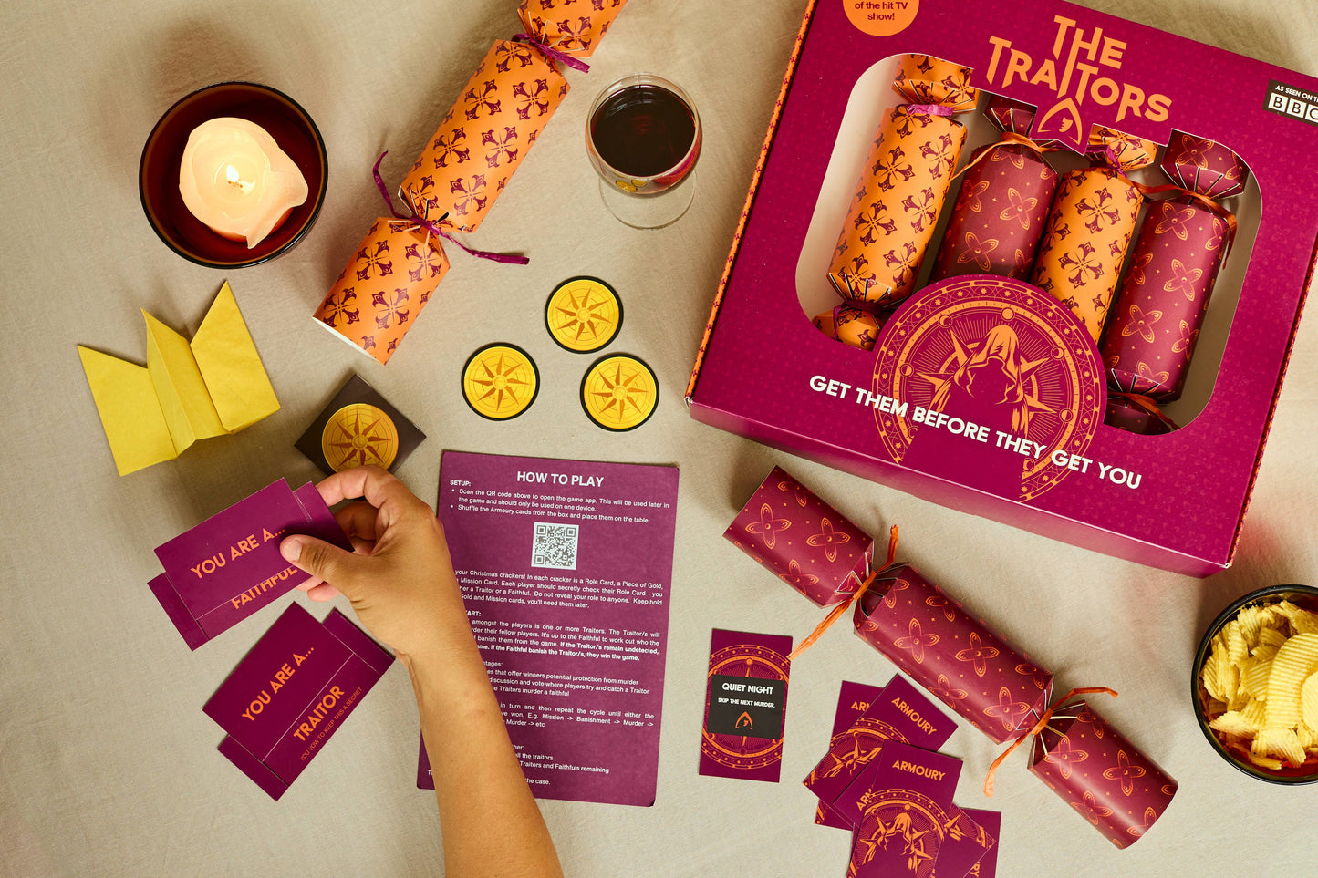 Official The Traitors Christmas Crackers - Set of 6 -  from The Bookhouse Broughty Ferry- Just £22.50! Shop now