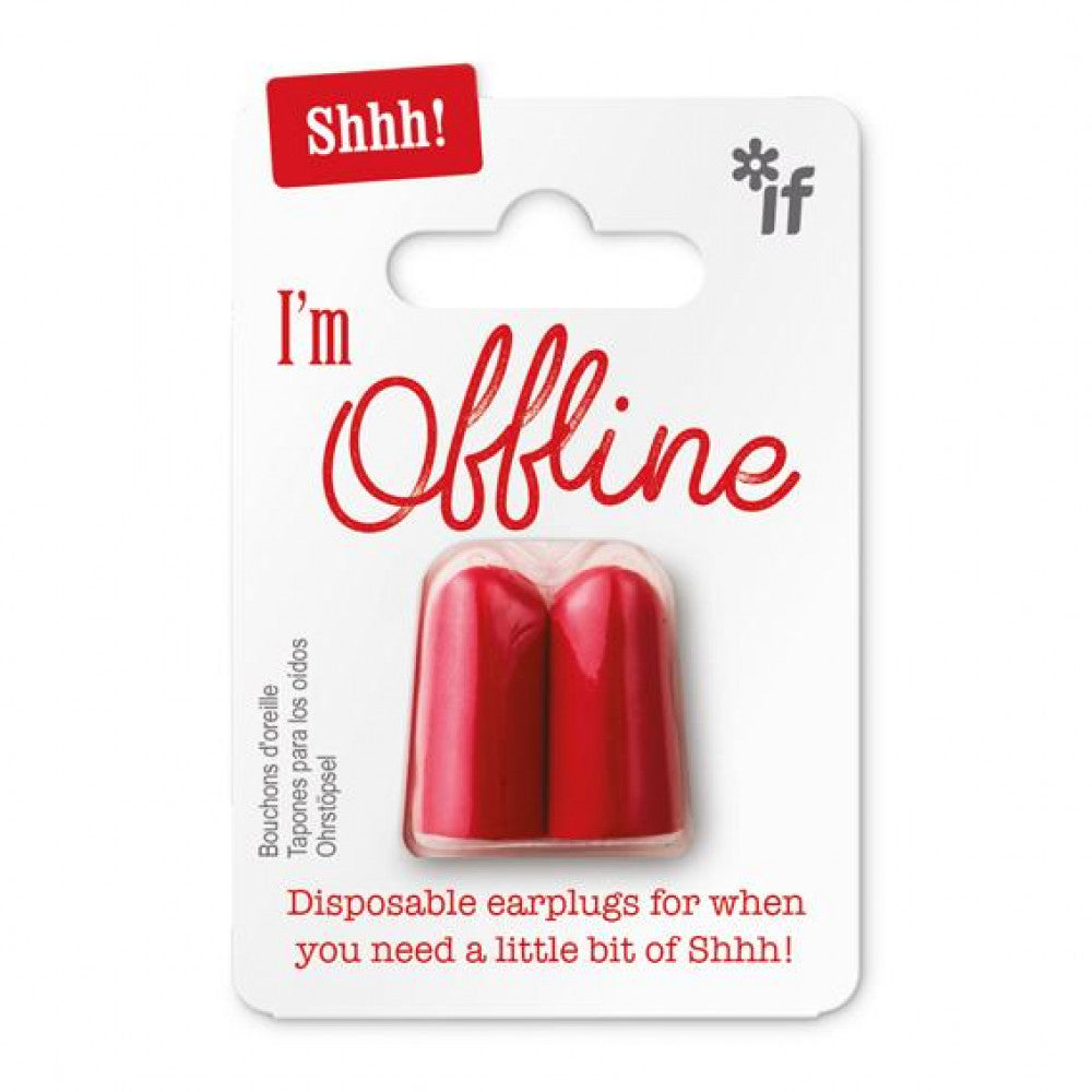 Shhh! Earplugs - Im Offline (Red) - Gift from The Bookhouse Broughty Ferry- Just £1.99! Shop now
