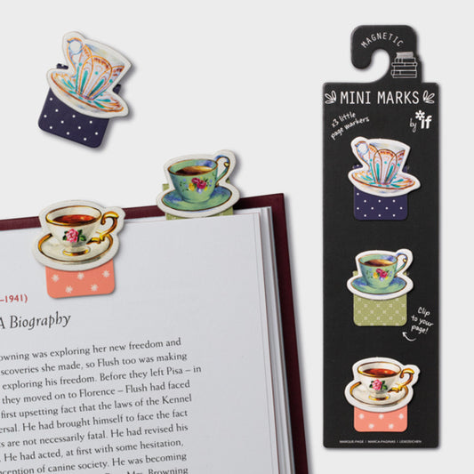 MAGNETIC MINI MARKS - Tea Cups - Gift from The Bookhouse Broughty Ferry- Just £3.99! Shop now