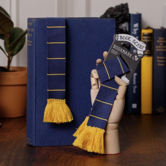 Book Scarf Bookmark - Navy & Yellow - Book from The Bookhouse Broughty Ferry- Just £6.99! Shop now