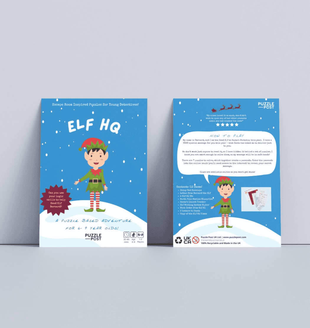 Christmas Children’s Escape Room Game - Elf HQ (Age 6-9) - Gift from The Bookhouse Broughty Ferry- Just £9.99! Shop now