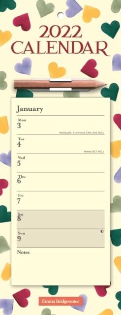Emma Bridgewater Polka Hearts Week-to-View Magnetic Memo Slim Calendar 2022-9781529818161